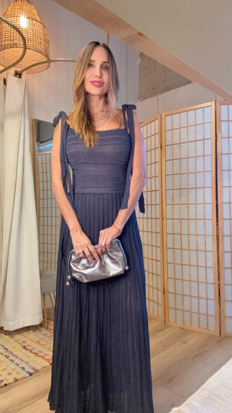 Calista Navy Strappy Dress – Lightweight Lined Skirt Special Event Look