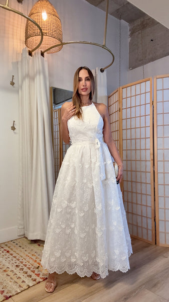 Elysia Halter Lace Midi Dress