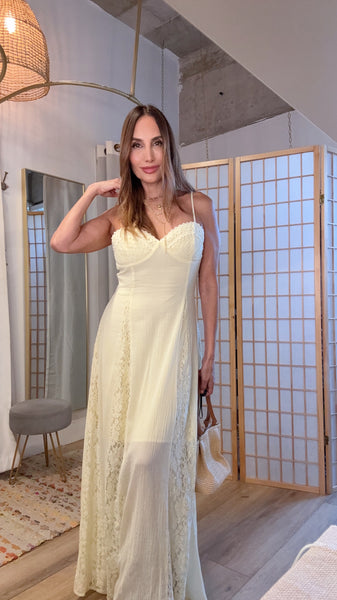 Isla yellow Butter Lace Maxi Dress