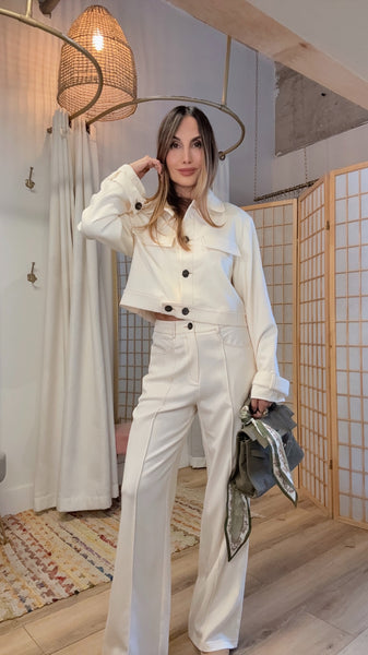 Aveline Cotton Set – Cropped Cargo Jacket & Pants