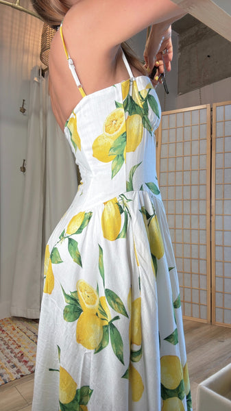 Alcossebre lemon linen dress