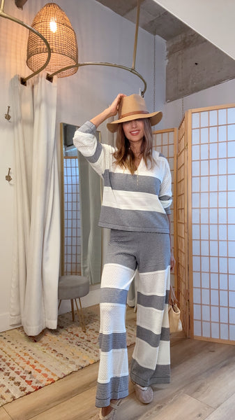 Marinelle Knit Stripe Lounge Set