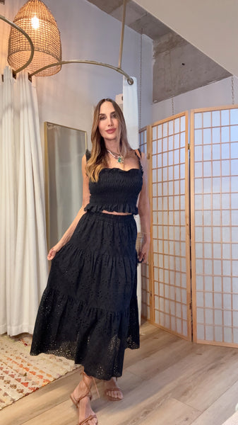 Midnight Eyelet Midi Set