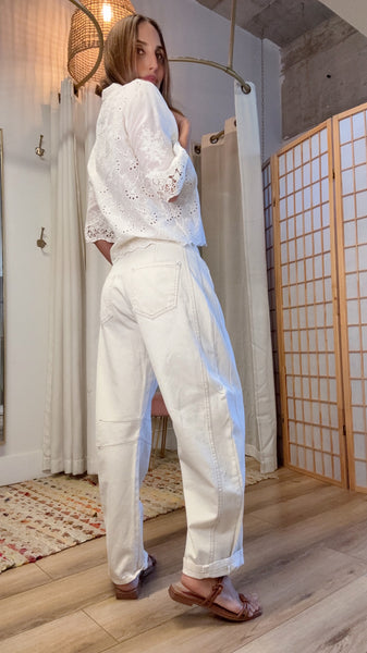 Modern Cream Barrel Jeans