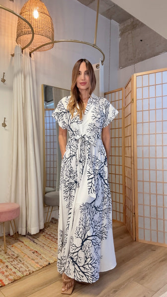 Coral Tide Sash Dress