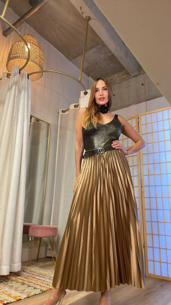 Chia plisse skirt in gold