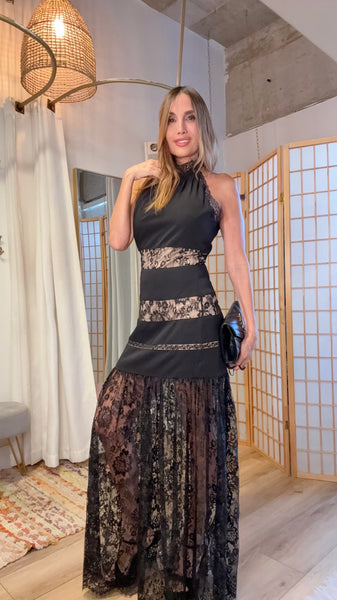Romy Lace-Panel Maxi Dress
