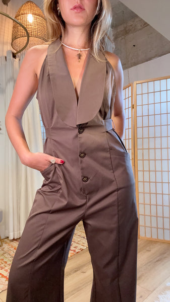 Noa Chocolate Halter Jumpsuit