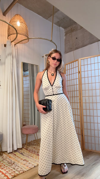 Colette Polka Dot Halter Maxi Dress