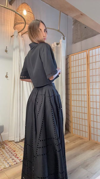 Caldera Black Set – Laser Cut A-Line Elegance