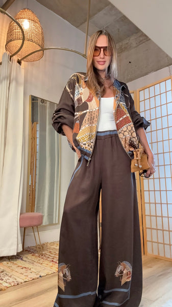 Odette Equestrian Print Pant Set