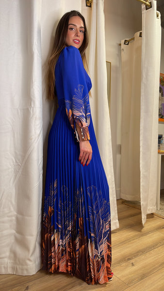 Drea Long sleeve pleated dress