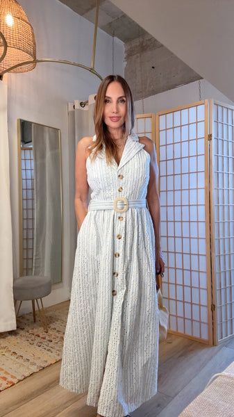 Serenique Eyelet Halter Midi Dress