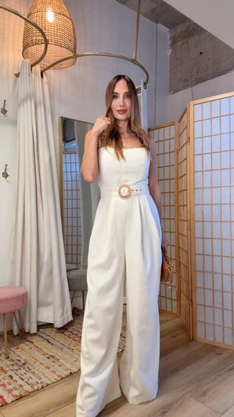 Caramel Stitch Linen Jumpsuit