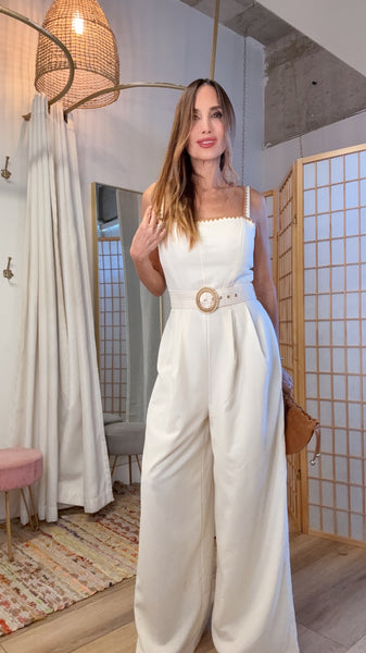 Caramel Stitch Linen Jumpsuit