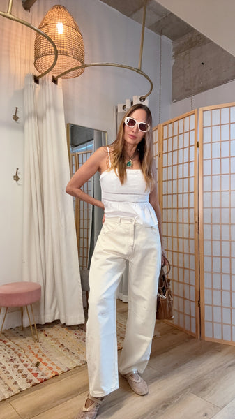 Modern Cream Barrel Jeans