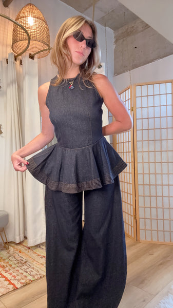 Nova Denim Peplum Set
