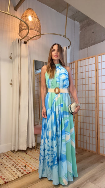 Sea Muse Halter Maxi Dress