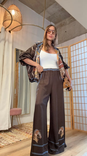 Odette Equestrian Print Pant Set