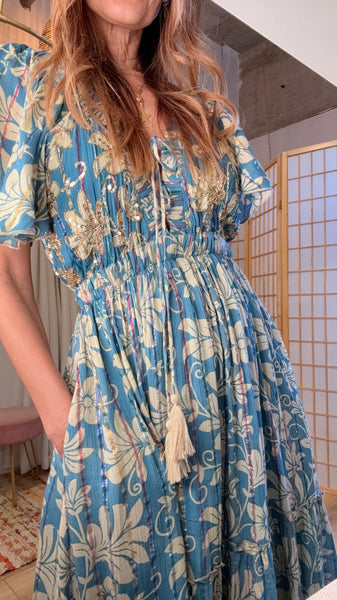 Emerald Dusk Sequined Maxi Dress