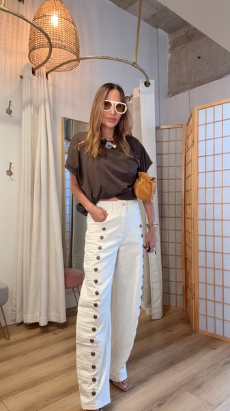 Chelsea Sailor off white Button Barrel Pants