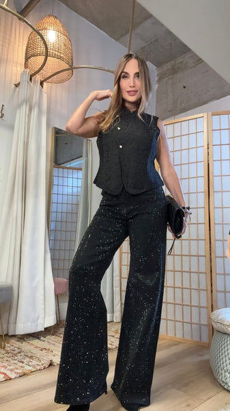 Noa Crystal-Embellished Wide-Leg Pants