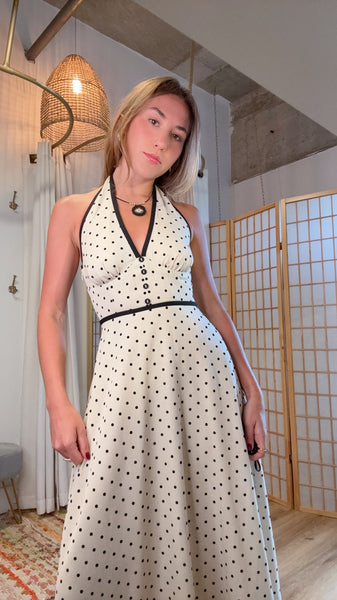 Colette Polka Dot Halter Maxi Dress