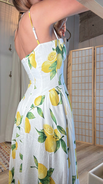 Alcossebre lemon linen dress