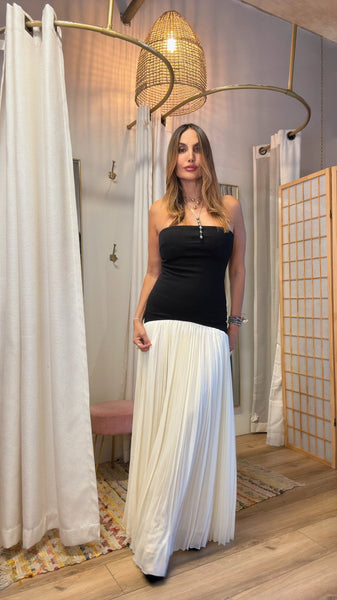 Valentina black and white strappless dress