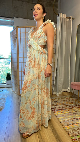 Campbell  floral maxi dress pastel color