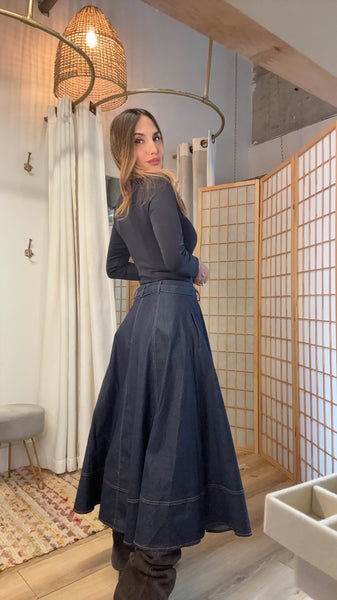 Marseille Dark Denim Skirt