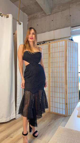 Sorte cut out dress in mesh texture