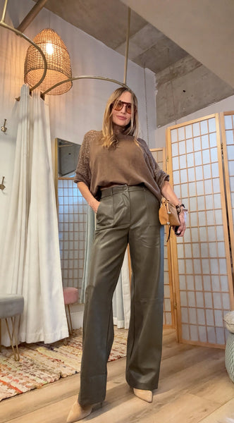Stella Vegan Leather Wide-Leg Pant
