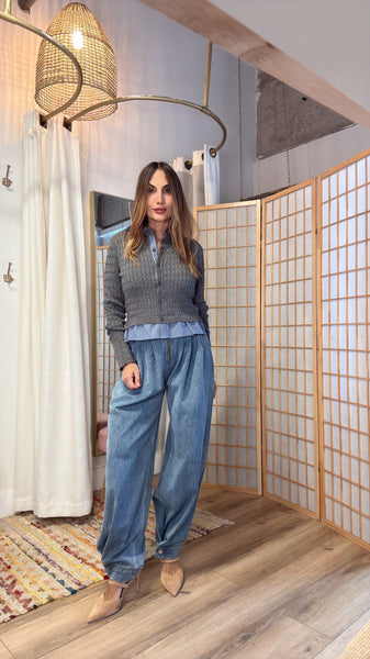 Meravi Light Denim Harem Pants