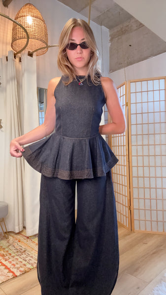 Nova Denim Peplum Set