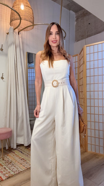 Caramel Stitch Linen Jumpsuit