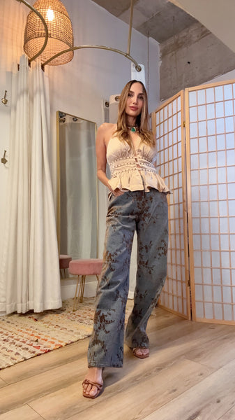 Mocha Bloom Statement Jeans