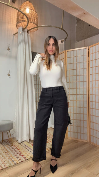 Seoul Black Barrel Jeans