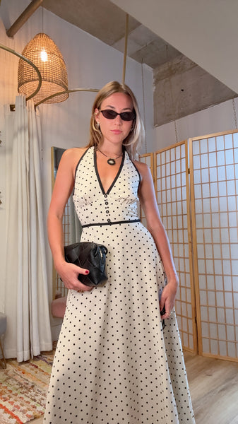 Colette Polka Dot Halter Maxi Dress