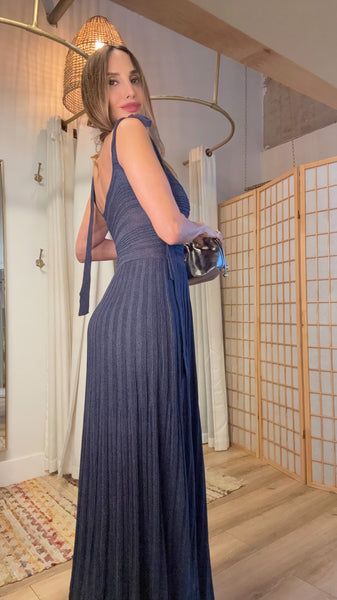 Calista Navy Strappy Dress – Lightweight Lined Skirt Special Event Look