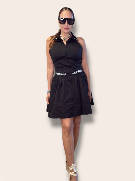 Gabriella's Embroidered Halter Dress for Daytime Chic"