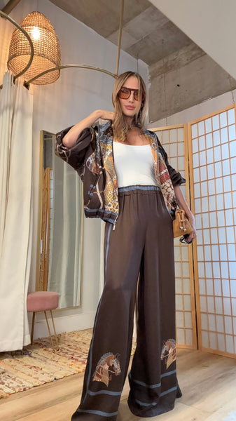 Odette Equestrian Print Pant Set