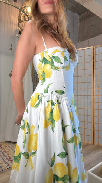 Alcossebre lemon linen dress