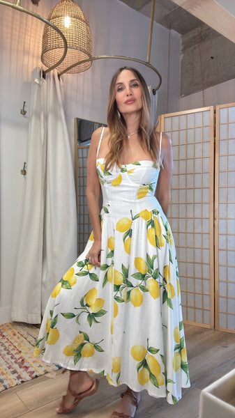 Alcossebre lemon linen dress