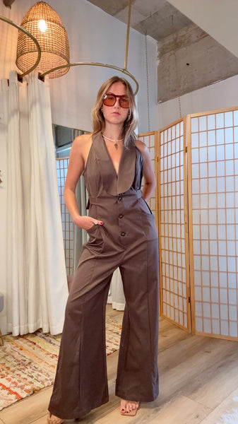 Noa Chocolate Halter Jumpsuit