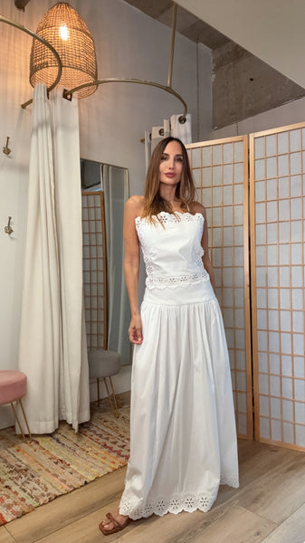 Cloud Dancer Backless Skirt Set