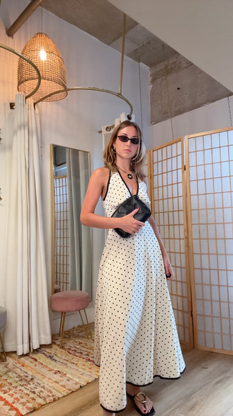Colette Polka Dot Halter Maxi Dress