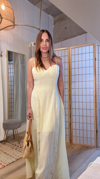 Isla yellow Butter Lace Maxi Dress
