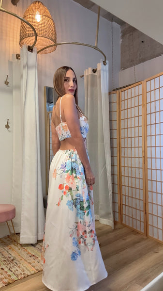 Sunlit Bloom Cutout Midi Dress