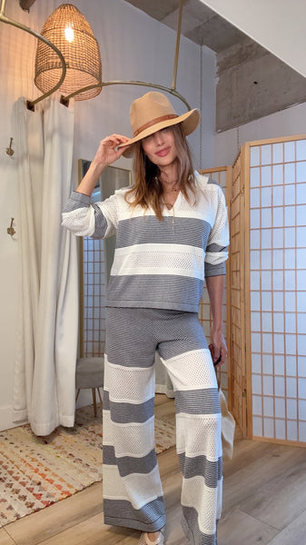 Marinelle Knit Stripe Lounge Set